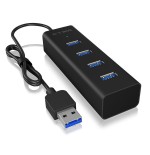 Icy box usb3.0 hub ib-hub1409-u3 de 4 puertos tipo a, negro, alu
