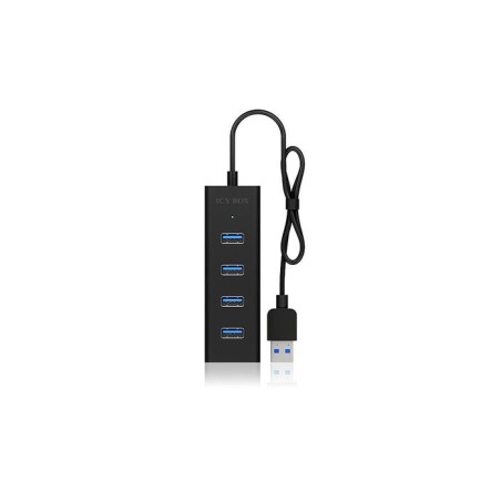 Icy box usb3.0 hub ib-hub1409-u3 de 4 puertos tipo a, negro, alu