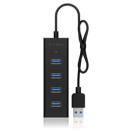 Icy box usb3.0 hub ib-hub1409-u3 de 4 puertos tipo a, negro, alu