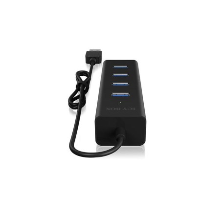 Icy box usb3.0 hub ib-hub1409-u3 de 4 puertos tipo a, negro, alu