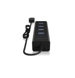 Icy box usb3.0 hub ib-hub1409-u3 de 4 puertos tipo a, negro, alu