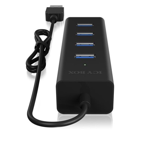 Icy box usb3.0 hub ib-hub1409-u3 de 4 puertos tipo a, negro, alu