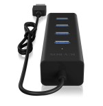 Icy box usb3.0 hub ib-hub1409-u3 de 4 puertos tipo a, negro, alu