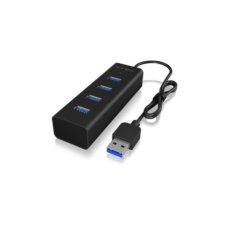 Icy box usb3.0 hub ib-hub1409-u3 de 4 puertos tipo a, negro, alu
