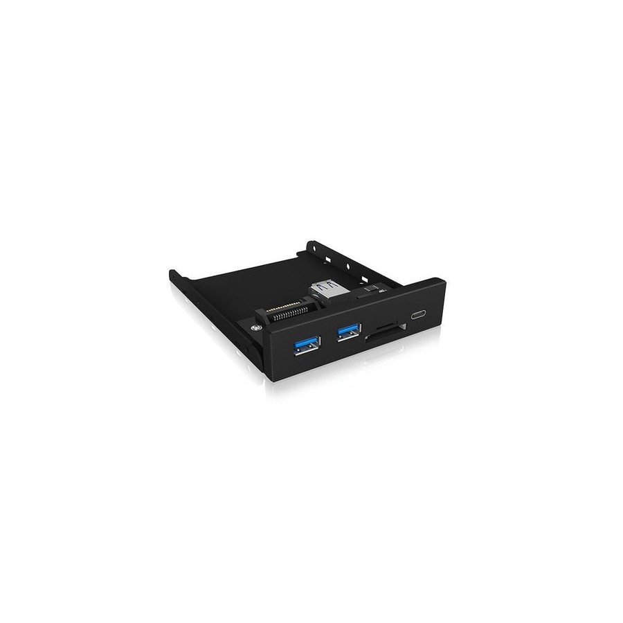 Icy box ib-hub1417-i3, panel frontal, 1x usb type-c, 2x usb type-a, lector de tarjetas