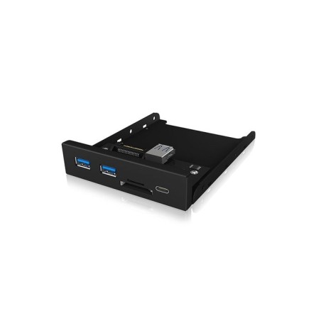 Icy box ib-hub1417-i3, panel frontal, 1x usb type-c, 2x usb type-a, lector de tarjetas