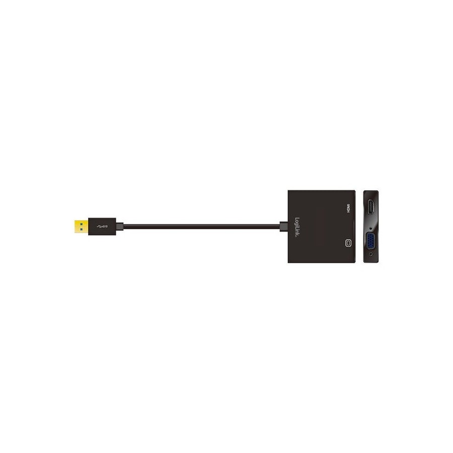Logilink ua0234 adaptador de cable usb 3.0 vga/hdmi negro