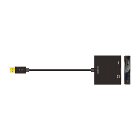 Logilink ua0234 adaptador de cable usb 3.0 vga/hdmi negro