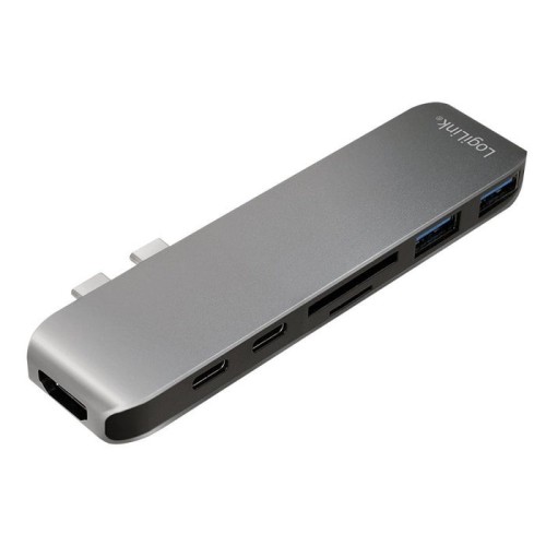 Logilink ua0302 hub de interfaz usb 3.2 gen 1 (3.1 gen 1) type-c 5000 mbit/s aluminio, negro