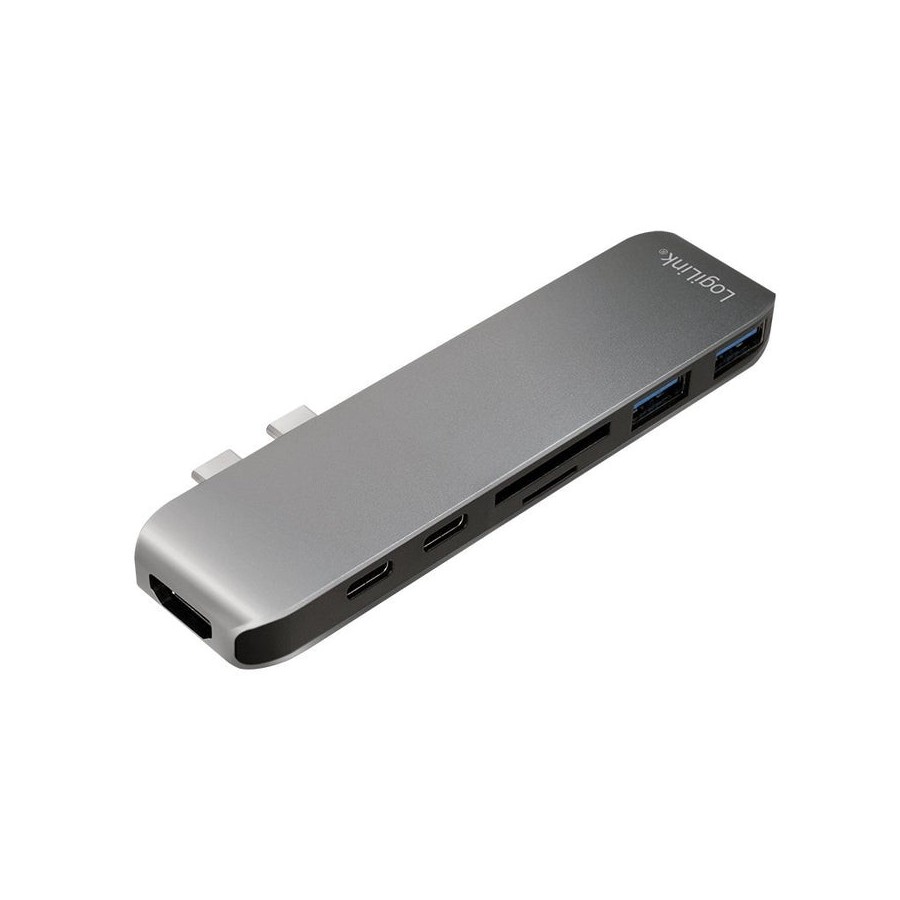 Logilink ua0302 hub de interfaz usb 3.2 gen 1 (3.1 gen 1) type-c 5000 mbit/s aluminio, negro