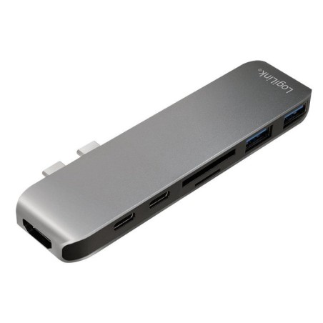 Logilink ua0302 hub de interfaz usb 3.2 gen 1 (3.1 gen 1) type-c 5000 mbit/s aluminio, negro