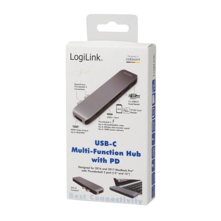Logilink ua0302 hub de interfaz usb 3.2 gen 1 (3.1 gen 1) type-c 5000 mbit/s aluminio, negro