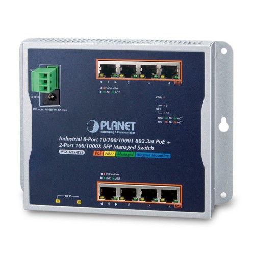 Planet wgs-4215-8p2s switch gestionado gigabit ethernet [10/100/1000] energía sobre ethernet [poe] negro