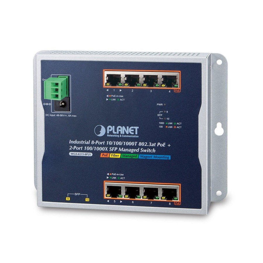 Planet wgs-4215-8p2s switch gestionado gigabit ethernet [10/100/1000] energía sobre ethernet [poe] negro
