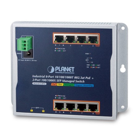 Planet wgs-4215-8p2s switch gestionado gigabit ethernet [10/100/1000] energía sobre ethernet [poe] negro