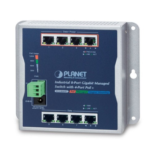 Planet wgs-804hpt switch gestionado gigabit ethernet (10/100/1000) negro energía sobre ethernet (poe)
