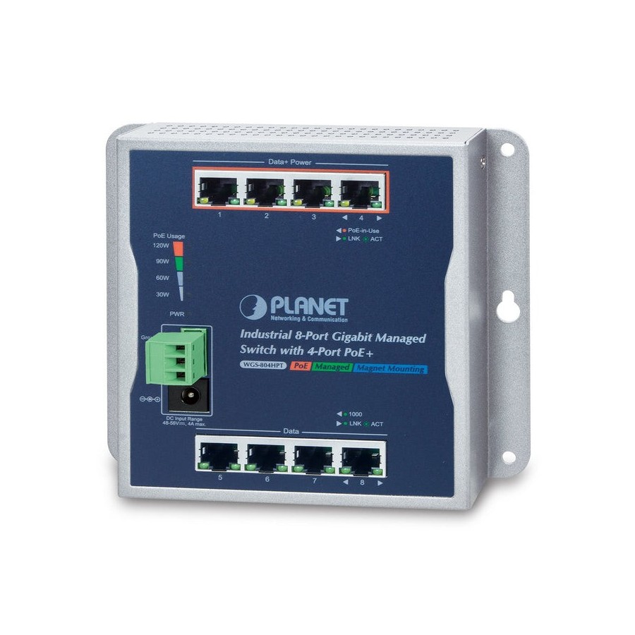 Planet wgs-804hpt switch gestionado gigabit ethernet (10/100/1000) negro energía sobre ethernet (poe)