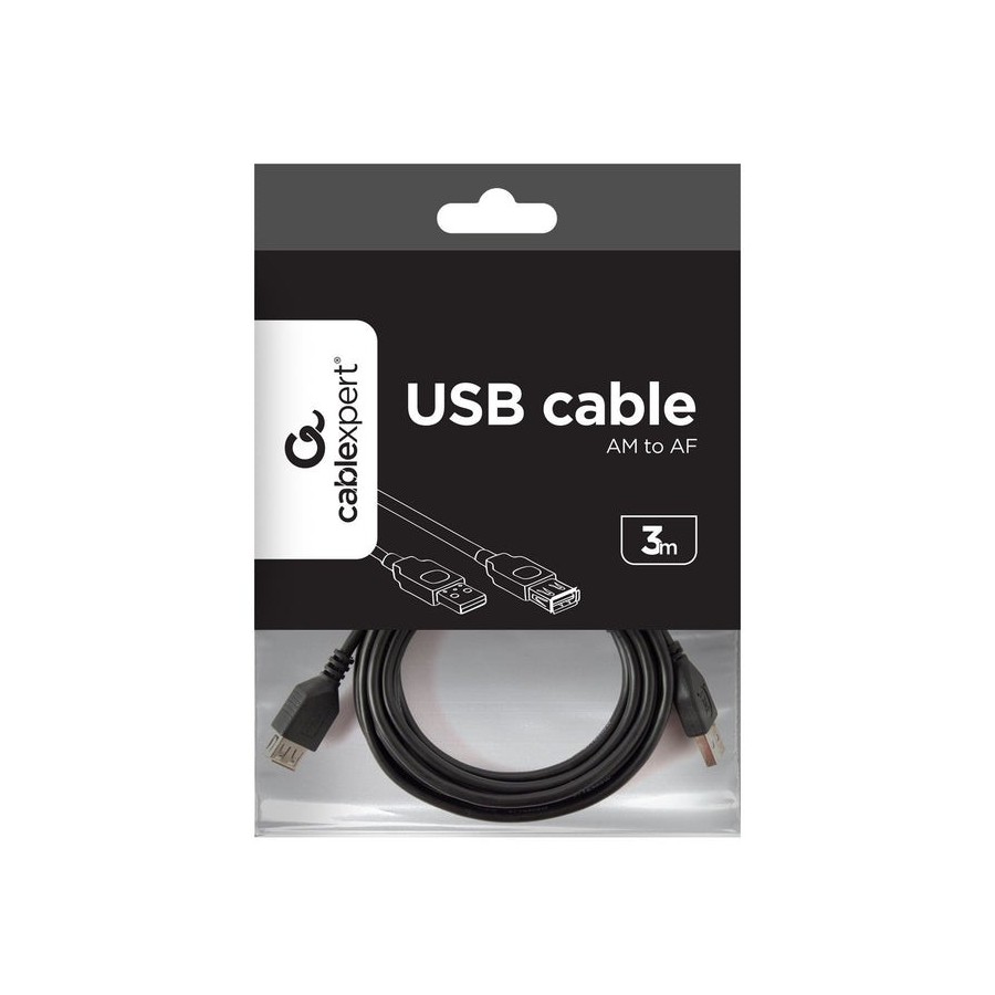 Gembird cable usb2.0 a/a  (alargo) 3m negro  ccp-usb2-amaf-10