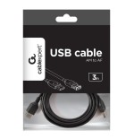 Gembird cable usb2.0 a/a  (alargo) 3m negro  ccp-usb2-amaf-10