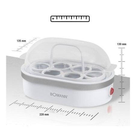 Cuecehuevos bomann ek 5022 cb 6 huevos 400 w plata, transparente, blanco