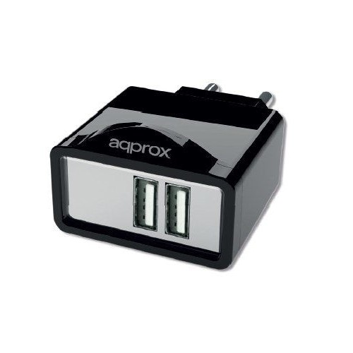 Approx cargador pared appuats 5v/2.1a 2xusb 6 conectores funcion soporte negro