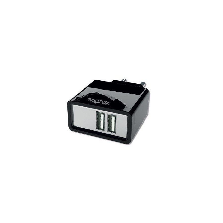 Approx cargador pared appuats 5v/2.1a 2xusb 6 conectores funcion soporte negro