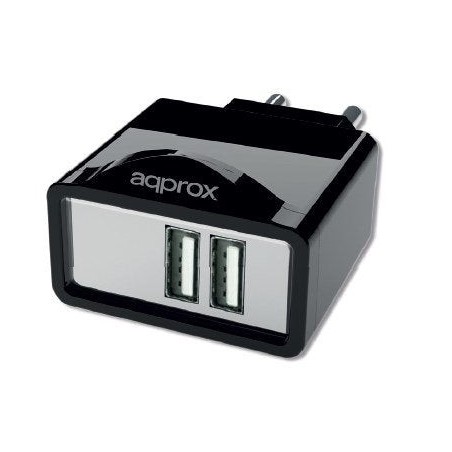 Approx cargador pared appuats 5v/2.1a 2xusb 6 conectores funcion soporte negro