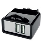 Approx cargador pared appuats 5v/2.1a 2xusb 6 conectores funcion soporte negro