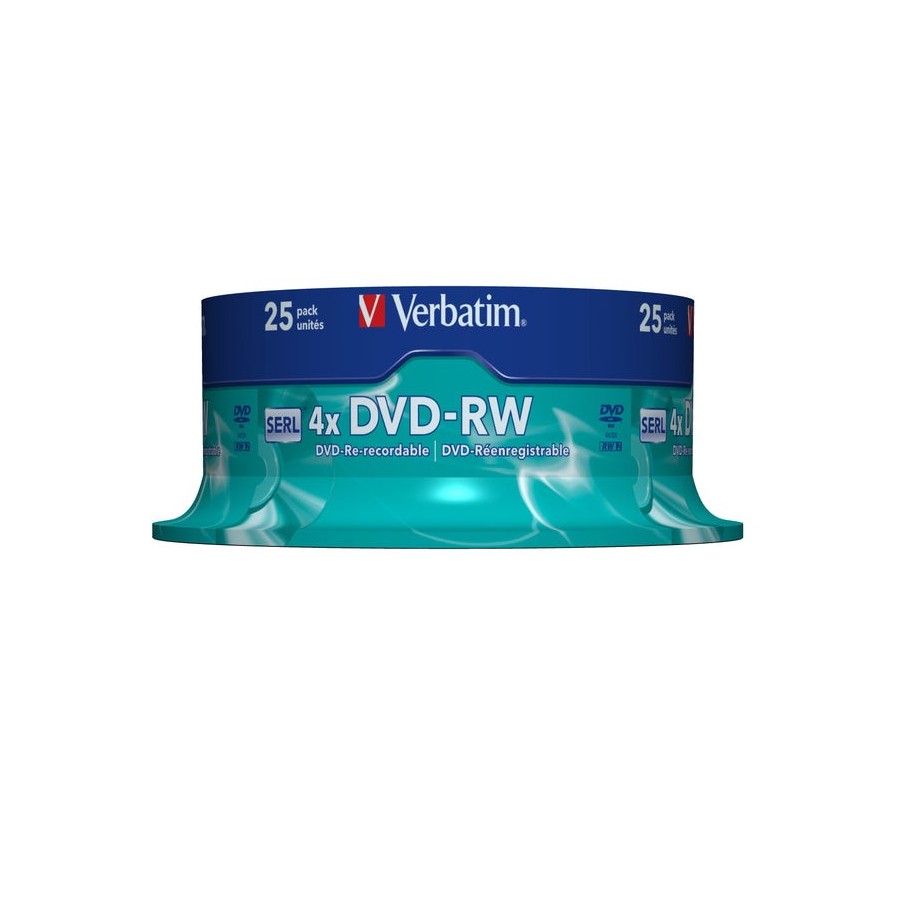 Dvd-rw verbatim 4.7gb 4x regrabable (25 unidades) 43639