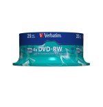 Dvd-rw verbatim 4.7gb 4x regrabable (25 unidades) 43639