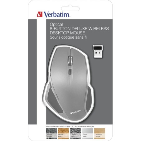 Verbatim mouse inalámbrico de 8 botones blue led