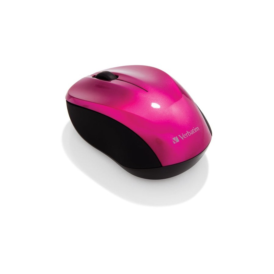 Verbatim ratón go nano inalámbrico 1600ppp compacto ambidiestros receptor usb fucsia
