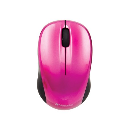 Verbatim ratón go nano inalámbrico 1600ppp compacto ambidiestros receptor usb fucsia