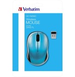 Verbatim ratón go nano inalámbrico 1600ppp compacto ambidiestros receptor usb azul turquesa
