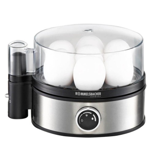 Cuecehuevos rommelsbacher er 400, 7 huevos 400 w negro, acero inoxidable, transparente