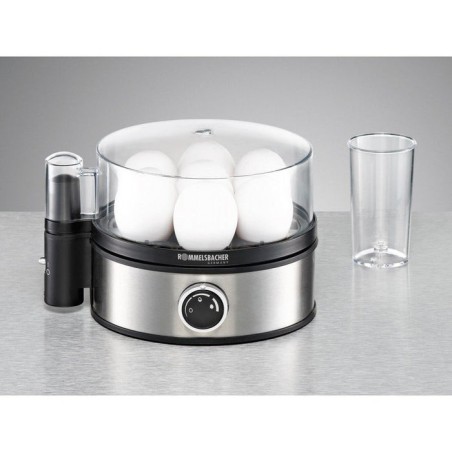 Cuecehuevos rommelsbacher er 400, 7 huevos 400 w negro, acero inoxidable, transparente
