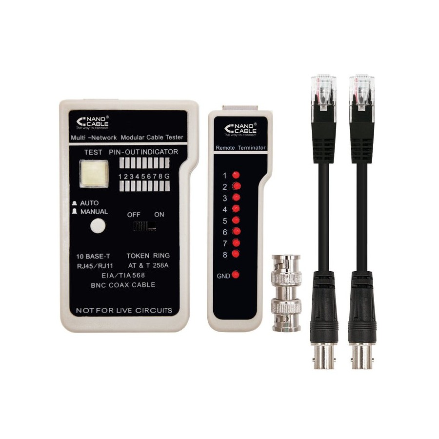 Nanocable testeador para cable rj11/rj12/rj45, coaxial