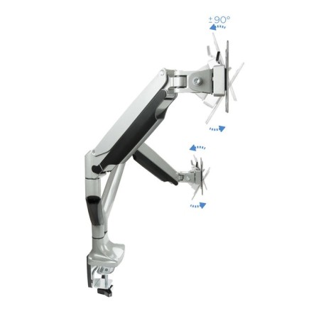 Tooq soporte de mesa con brazos articulados para 2 monitores de 13"-32" - giratorio e inclinable - piston de gas - peso