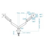 Tooq soporte de mesa con brazos articulados para 2 monitores de 13"-32" - giratorio e inclinable - piston de gas - peso