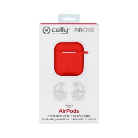 Funda celly silicona red para estuche airpods (1ª 2ª gen)