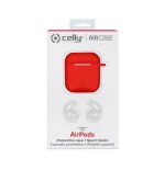 Funda celly silicona red para estuche airpods (1ª 2ª gen)