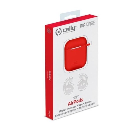 Funda celly silicona red para estuche airpods (1ª 2ª gen)