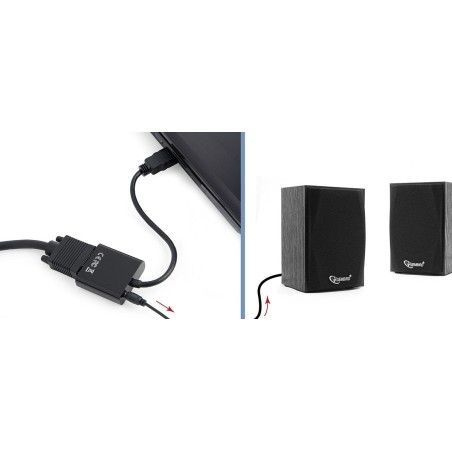 Gembird conversor hdmi a svga con audio m/h negro 0.15m  a-hdmi-vga-03