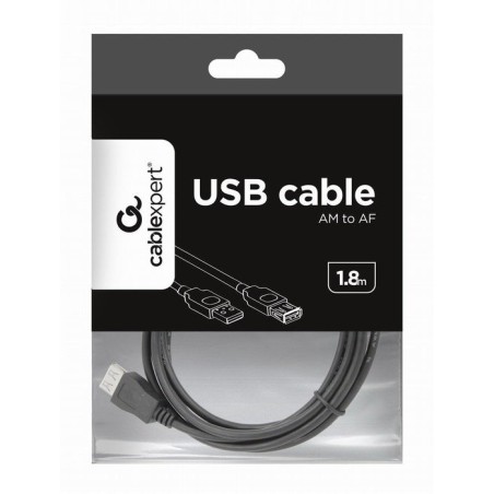 Gembird cable usb2.0  a/a (alargo) m/h  1.8m negro  ccp-usb2-amaf-6