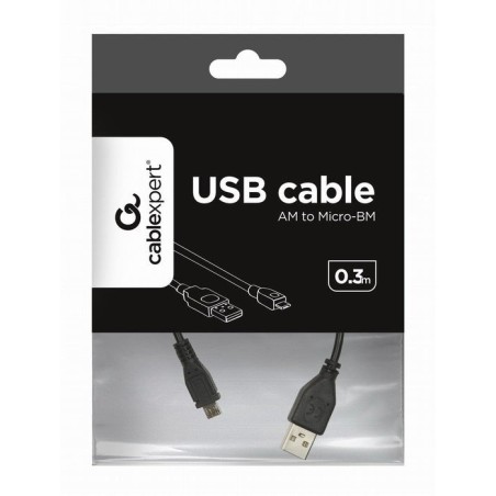Gembird cable usb a micro usb 0.30m  negro ccp-musb2-ambm-0.3m
