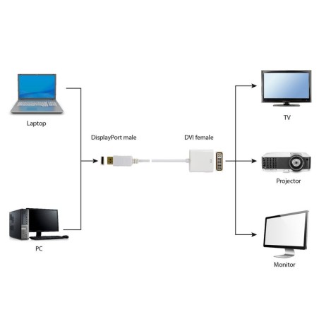 Gembird adaptador displayport a dvi m/h blanco  a-dpm-dvif-002-w