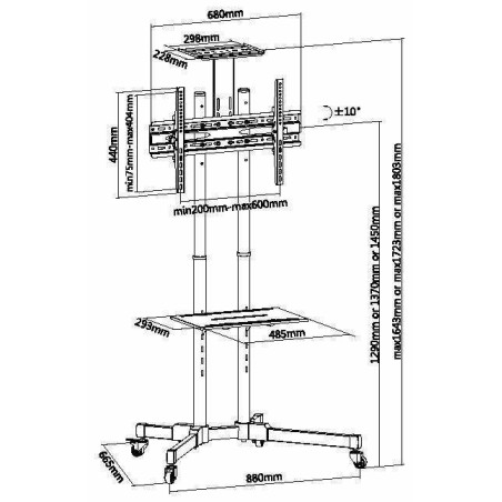 Equip soporte pantalla de suelo con ruedas equip para pantalla de 37 - 70 fijo max. vesa 600x400 hasta 50kg
