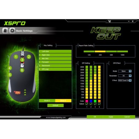 Raton keep out laser gaming 4000dpi 6 botones x5pro