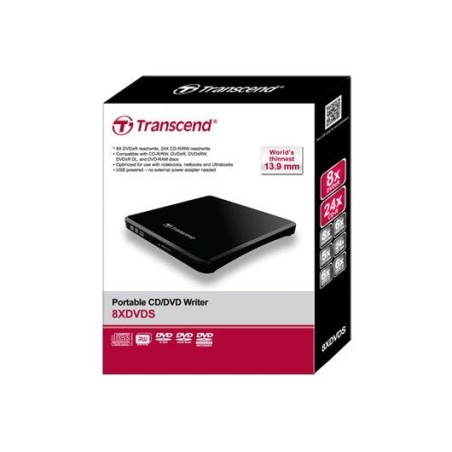 Grabadora externa transcend dvd 8x slim usb negra