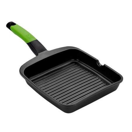 Asador grill prior rayas bra a121457 28x28cm espesor 5mm aluminio fundido teflon antiadherente mango ergonomico